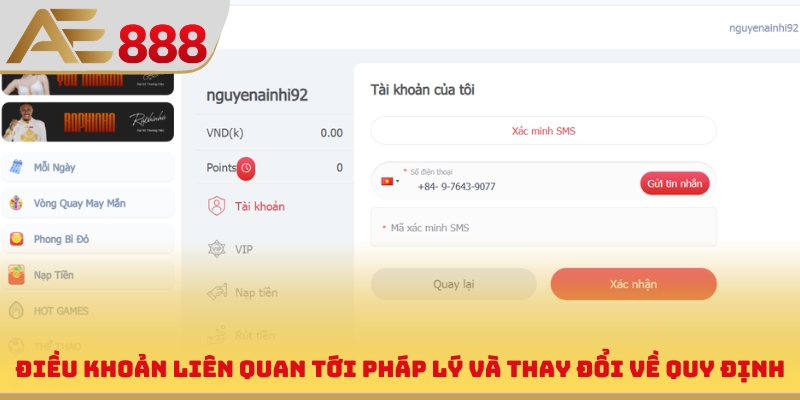 Điều khoản liên quan tới pháp lý và thay đổi về quy định