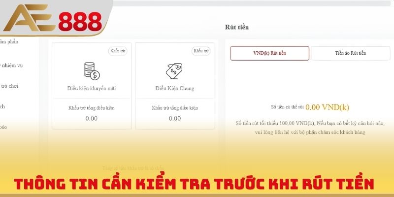 Thông tin cần kiểm tra trước khi rút tiền