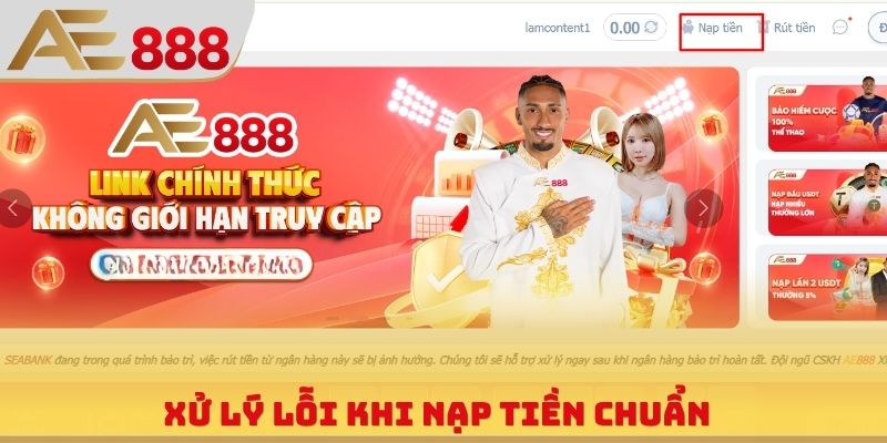 Xử lý lỗi khi nạp tiền chuẩn